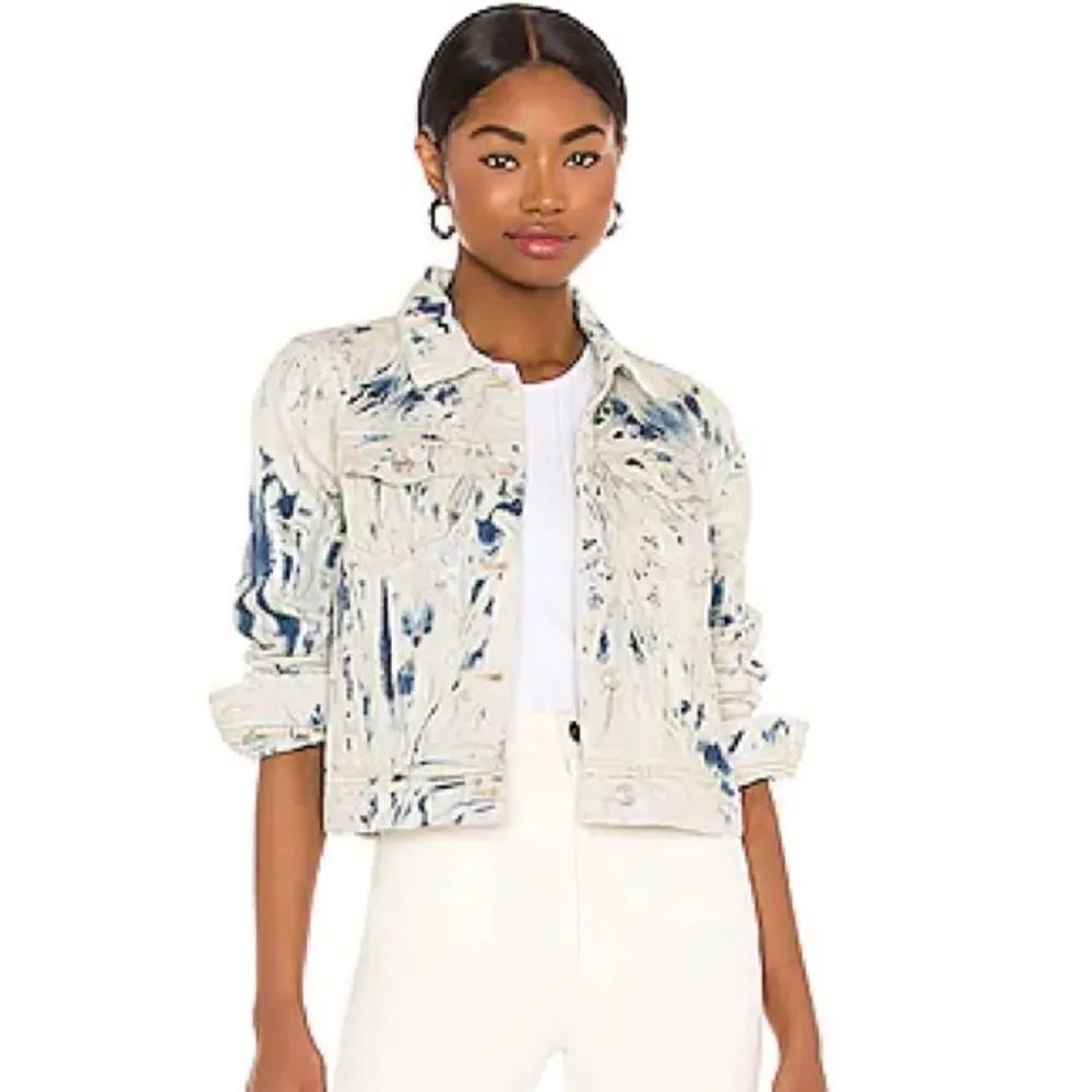 FREE PEOPLE RUMORS JONES TIE DYE BLUE DENIM JACKET